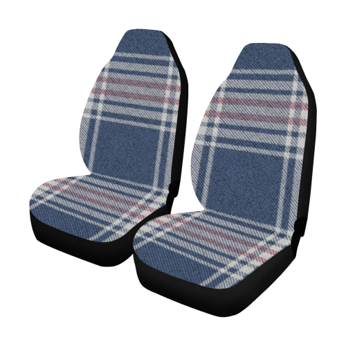Turquoise Red Plaid Car Seat Covers (Set of 2)