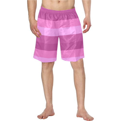 Shades Of Pink Stripes Men's Swim Trunk/Large Size (Model L21) ID