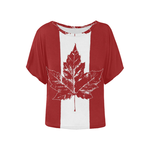Cool Canada Flag Shirts Retro Women's Batwing-Sleeved Blouse T shirt (Model T44)