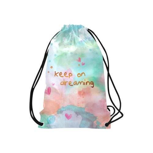 KEEP ON DREAMING Small Drawstring Bag Model 1604 (Twin Sides) 11"(W) * 17.7"(H)