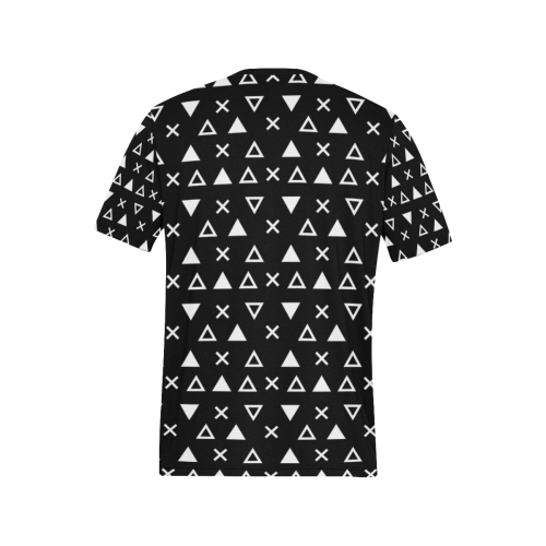 Geo Line Triangle Men's All Over Print T-Shirt (Solid Color Neck) (Model T63)