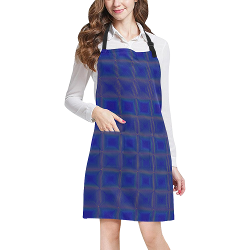 Royal blue golden multicolored multiple squares All Over Print Apron