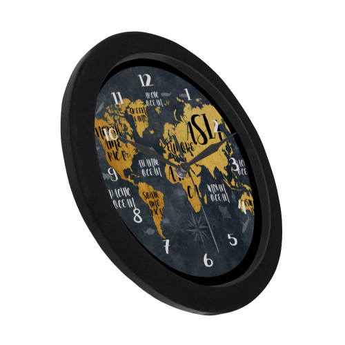world map clock 3 Circular Plastic Wall clock