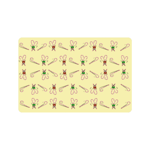 Christmas Candy Canes with Bows Yellow Doormat 24"x16"