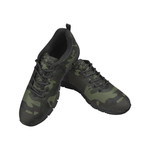 Camo Green Men's Breathable Running Shoes (Model 055)