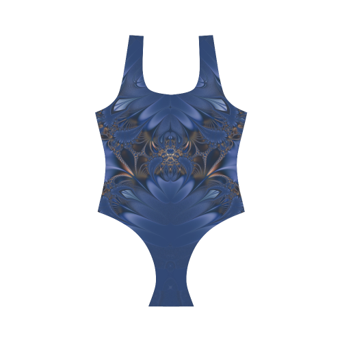 Camouflage Spider Blue and Gold Vest One Piece Swimsuit (Model S04)