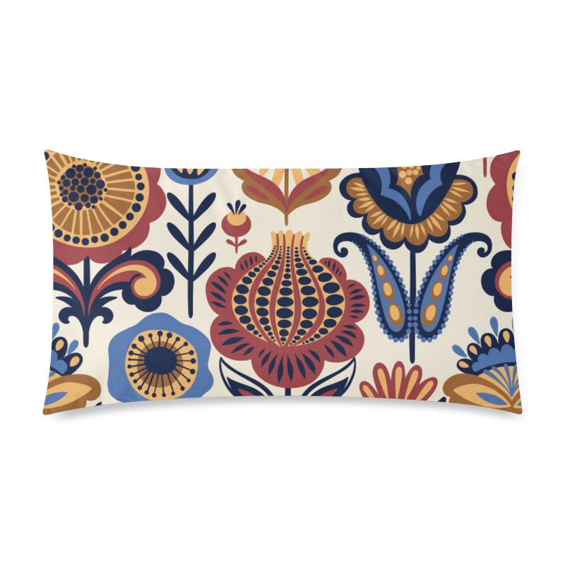 Folk Art Floral Rectangle Pillow Case 20"x36"(Twin Sides) ID D2537756