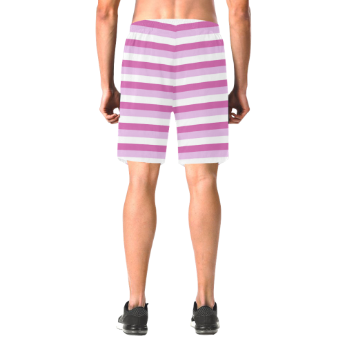 Pink Stripes Men's All Over Print Elastic Beach Shorts (Model L20)