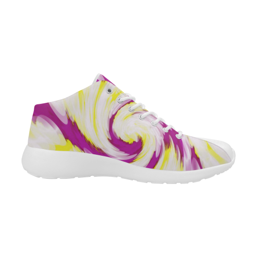 Pink Yellow Tie Dye Swirl Abstract Men's Basketball Training Shoes (Model 47502)
