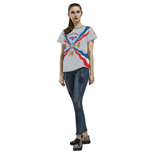Assyrian Flag All Over Print T-shirt for Women/Large Size (USA Size) (Model T40)