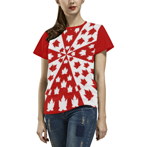 Canada T-shirts Plus Size Canada Shirts All Over Print T-shirt for Women/Large Size (USA Size) (Model T40)