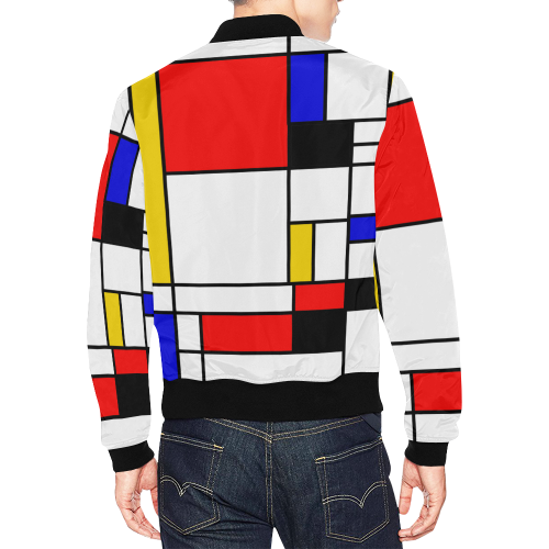Bauhouse Composition Mondrian Style All Over Print Bomber Jacket for Men (Model H19)
