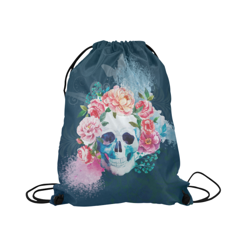 Amazing Hippie Skull Large Drawstring Bag Model 1604 (Twin Sides)  16.5"(W) * 19.3"(H)