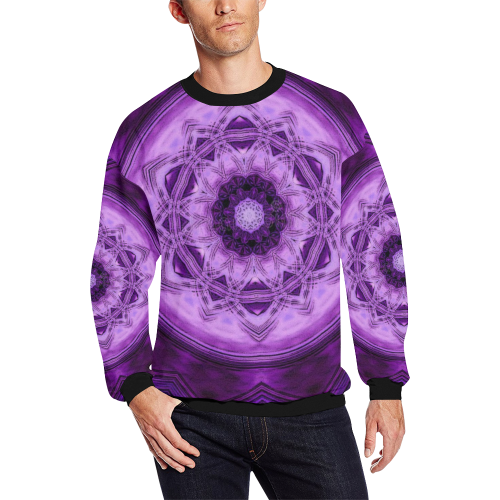 MANDALA PURPLE POWER All Over Print Crewneck Sweatshirt for Men/Large (Model H18)