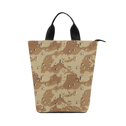 Vintage Desert Brown Camouflage Nylon Lunch Tote Bag (Model 1670)