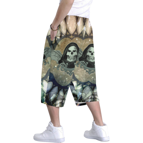 Awesome scary skull Men's All Over Print Baggy Shorts (Model L37)