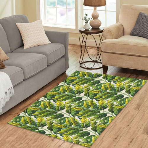 Yellow Green Wide Tropical Leaf pattern 6 Area Rug 5'x3'3''