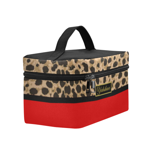 Yahweh Leopard Red Cosmetic Bag/Large (Model 1658)