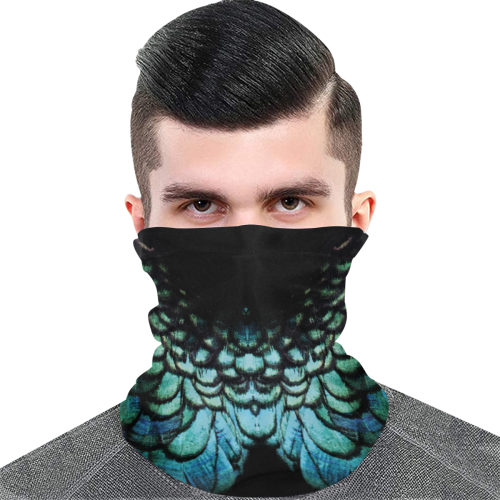 blue feathered peacock animal print design community face mask Multifunctional Dust-Proof Headwear (Pack of 10)