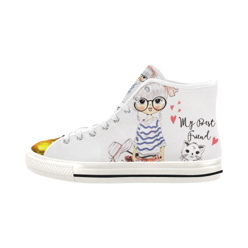 Little girl with cat Vancouver H Women's Canvas Shoes (1013-1)