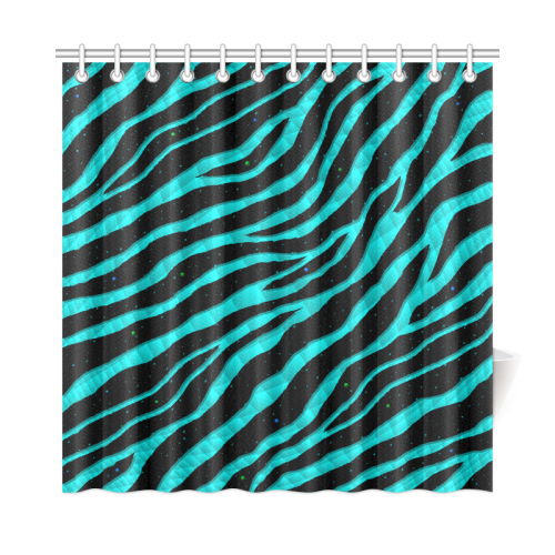 Ripped SpaceTime Stripes - Cyan Shower Curtain 72"x72"