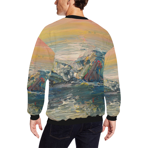 Mountains painting All Over Print Crewneck Sweatshirt for Men (Model H18)