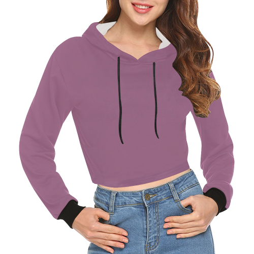 Plum Pretty All Over Print Crop Hoodie for Women (Model H22)