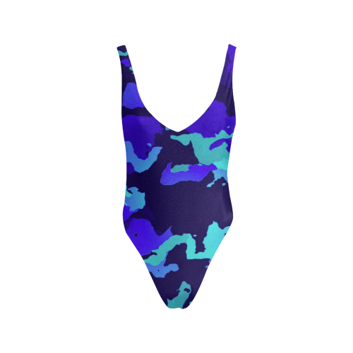 new modern camouflage D by JamColors Sexy Low Back One-Piece Swimsuit (Model S09)