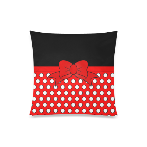 Polka Dots Red and Black Cartoon Custom Zippered Pillow Case 20"x20"(Twin Sides)