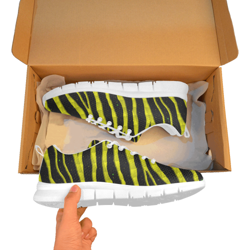 Ripped SpaceTime Stripes - Yellow Women's Breathable Running Shoes/Large (Model 055)