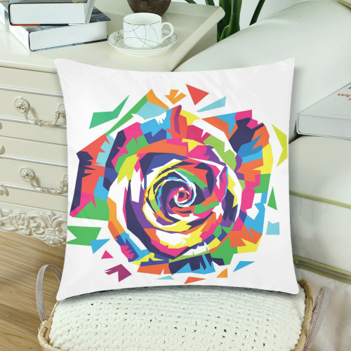 Rainbow Rose Custom Zippered Pillow Cases 18"x 18" (Twin Sides) (Set of 2)