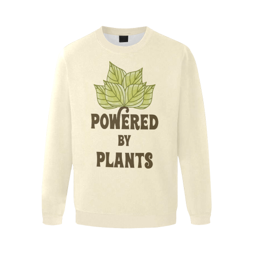 Powered by Plants (vegan) Men's Oversized Fleece Crew Sweatshirt/Large Size(Model H18)