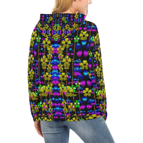 flowers in the dark All Over Print Hoodie for Women (USA Size) (Model H13)