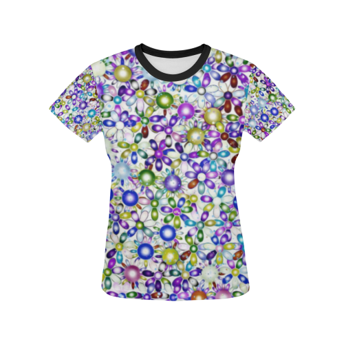 Vivid floral pattern 4181B by FeelGood All Over Print T-shirt for Women/Large Size (USA Size) (Model T40)