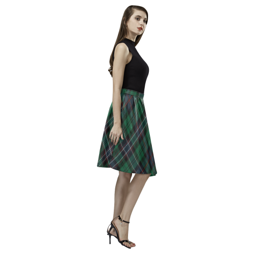 Scottish National Tartan Melete Pleated Midi Skirt (Model D15)