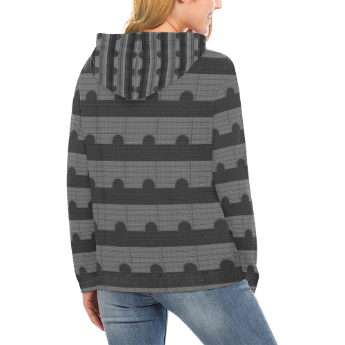 Black Gray Mod Rise All Over Print Hoodie for Women (USA Size) (Model H13)