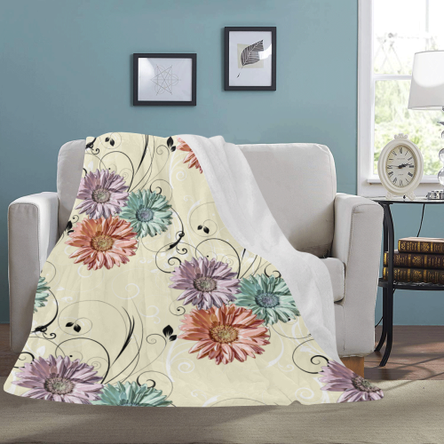 Flowers on Yellow Ultra-Soft Micro Fleece Blanket 60"x80"