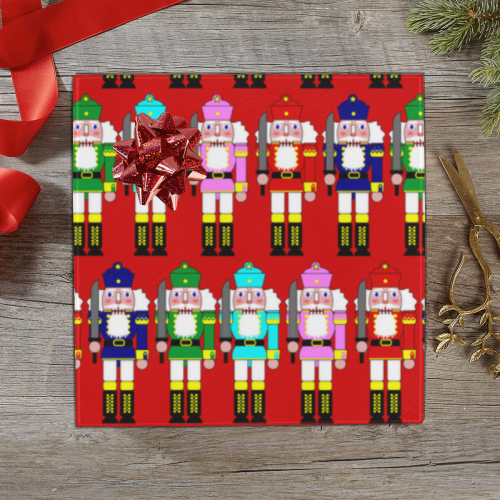 Christmas Nutcracker Toy Soldiers on Red Gift Wrapping Paper 58"x 23" (5 Rolls)