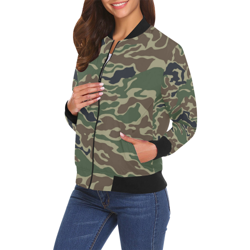 camouflage-94 All Over Print Bomber Jacket for Women (Model H19)