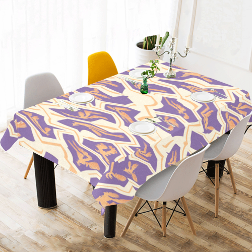 Abstract 35 R Cotton Linen Tablecloth 60"x120"