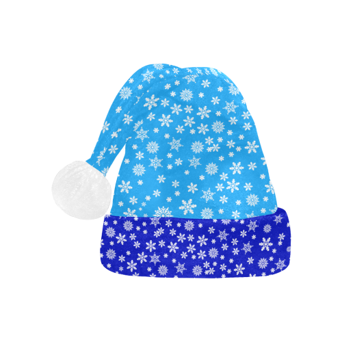 Christmas Snowflakes Light Blue Dark Blue Santa Hat
