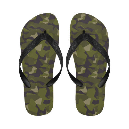 Swedish M90 woodland camouflage Flip Flops for Men/Women (Model 040)
