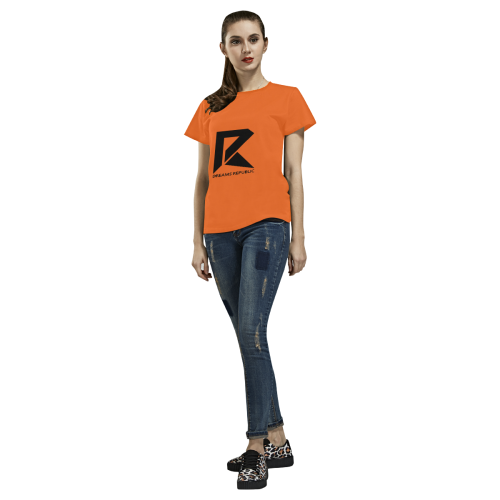 T-Shirt for Women(Orange and Black) All Over Print T-Shirt for Women (USA Size) (Model T40)