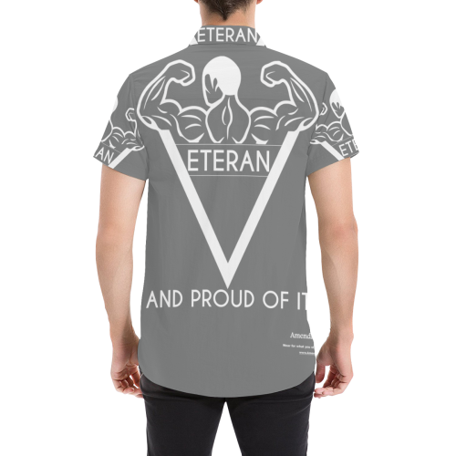 Proud Veteran Man S/S Button Shirt Men's All Over Print Short Sleeve Shirt (Model T53)