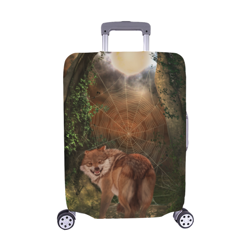 Awesome wolf in the night Luggage Cover/Medium 22"-25"