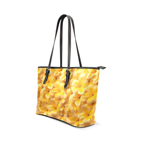 flowers Leather Tote Bag/Large (Model 1640)