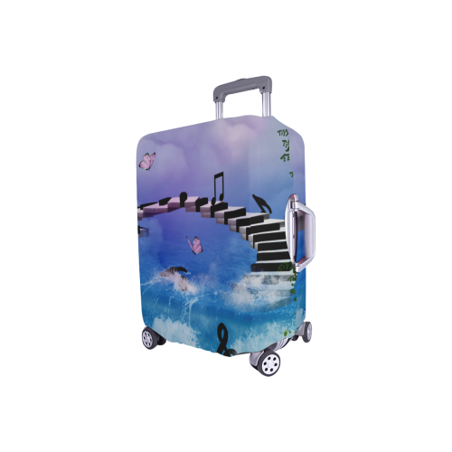Music, piano on the beach Luggage Cover/Small 18"-21"