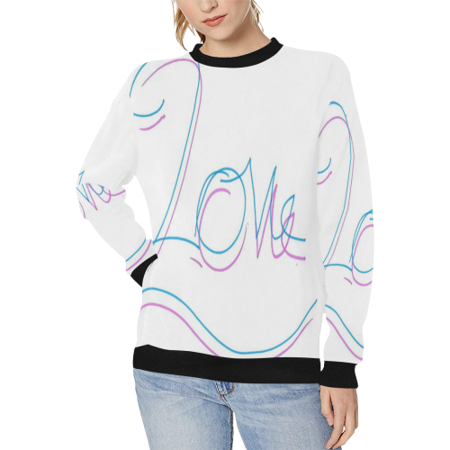 Love Women's Rib Cuff Crew Neck Sweatshirt (Model H34)