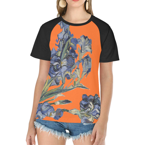 Van Gog Irises Women's Raglan T-Shirt/Front Printing (Model T62)