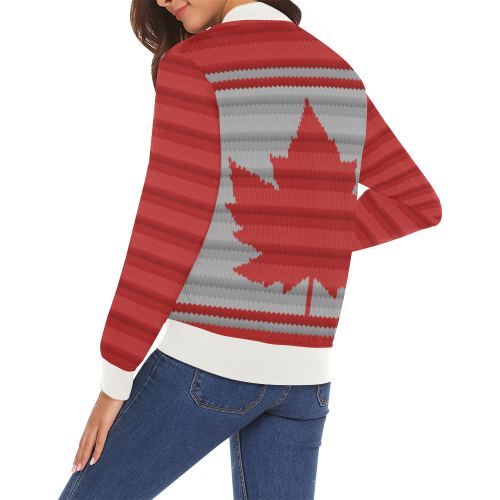 Canada Jackets Wooly Canada Print All Over Print Bomber Jacket for Women (Model H19)